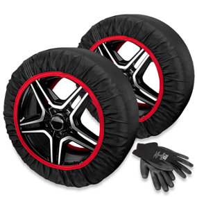 HEYNER Textile Snow Chains Socks For Car Wheels 2 Pcs Size 14"-21" Safe Ride On Ice and Snow 735540