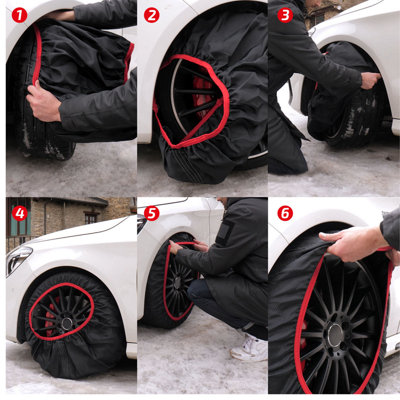 HEYNER Textile Snow Chains Socks For Car Wheels 2 Pcs Size 14"-21" Safe Ride On Ice and Snow 735540