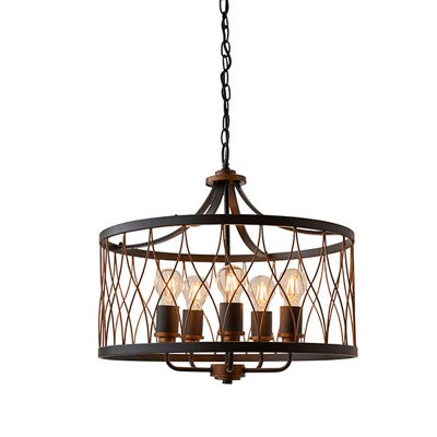 Heyside Black and Rustic Bronze Decorative 5 Light Ceiling Pendant