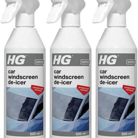 HG Car Windscreen De-icer, 500ml Spray (Pack of 3)