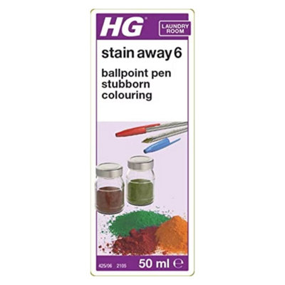 HG Stain Away 6, Removes Ballpoint Pen Ink, Stubborn Food & Colouring Marks, 50ml