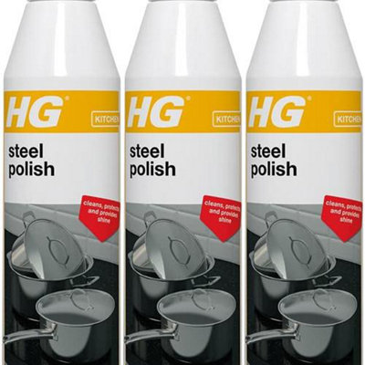 HG Steel Polish, Fast Acting Stainless Steel 3-in-1 Cleaner, 250ml (Pack of 3)