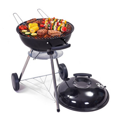 Hi-Gear Classic Mini Kettle BBQ with Wheels with Storage Rack, Outdoor Cooking