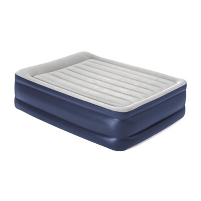 Hi-Gear High Rise Flock King Size Inflatable Air Bed with Inbuilt Pump