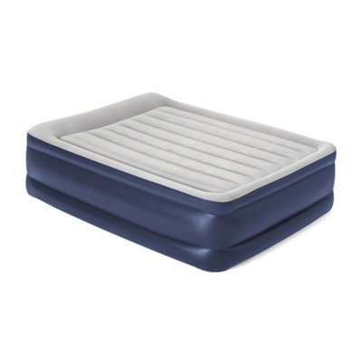 HiGear High Rise Flock King Size Inflatable Air Bed with Inbuilt Pump