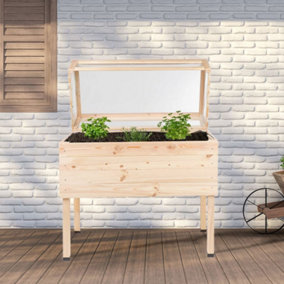 HI Raised Bed with Cover 135 L Wood