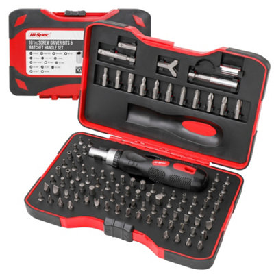 Hi-Spec 101pc 1/4 Hex Multi Bit Screwdriver & Ratchet Handle Set with Case