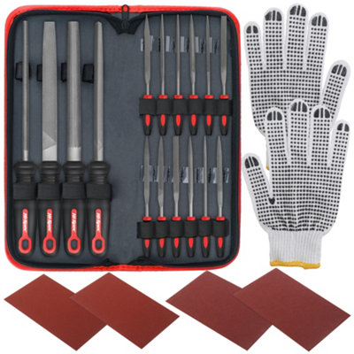 Hi-Spec 16pc Steel Metal Hand File & Needle File Tool Kit Set. Flat, Round & Triangle Files for DIY, Crafts & Wood Work