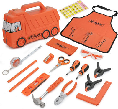 Hi-Spec 17 Piece Kids Tool Kit with Truck Tool Case