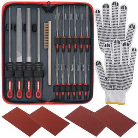 Hi-Spec 17pc Steel Metal Hand File & Needle File Tool Kit Set. Flat, Round & Triangle Files for DIY, Crafts & Wood Work