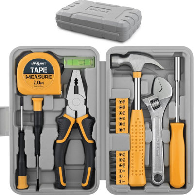 Hi-Spec 20pc Small Compact Home Office Basic Hand Tool Kit Set for Household DIY Repairs. Complete in a Book-Sized Box Case
