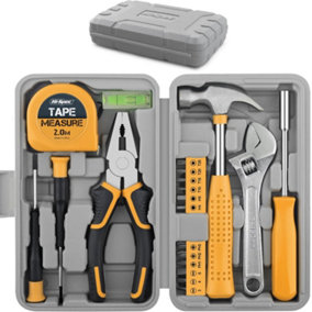 Hi-Spec 20pc Small Compact Home Office Basic Hand Tool Kit Set for Household DIY Repairs. Complete in a Book-Sized Box Case