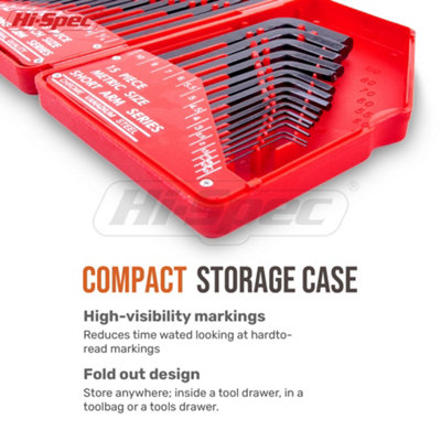 Hi-Spec 30pc Metric Imperial AF Allen Hex Hexagon Wrench Key Set In Case