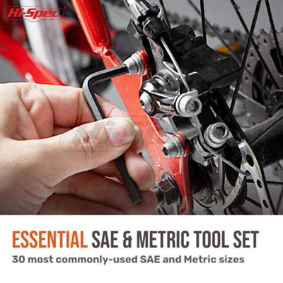 Hi-Spec 30pc Metric Imperial AF Allen Hex Hexagon Wrench Key Set In Case
