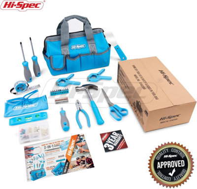 Hi-Spec 34pc Blue Home DIY Tool Kit. Complete Household Hand Tools.