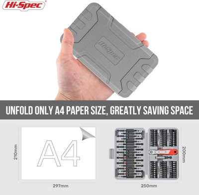 Hi-Spec 36pc 75mm Long Hex Shank Screwdriver Bit Set with Security Torx, Square, XZN, and Multi-Bits