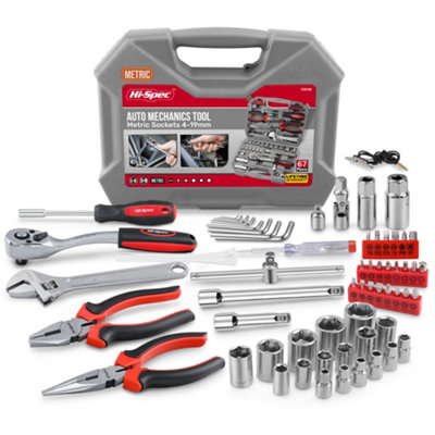 Hi-Spec 67pc Automotive & Home Garage Mechanics Repair Hand Tool Kit Set. Sockets & Ratchet Wrench in a Compact Tool Box