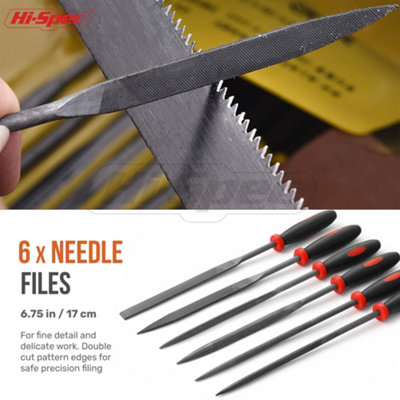Hi-Spec 6pc Engineers File Set Metal Round Flat Triangular Half Round With Pouch