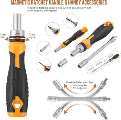 Hi-Spec 79pc Multi Screw Driver Bit Set and 1/4 inch Socket Set with Handles