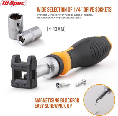 Hi-Spec 79pc Multi Screw Driver Bit Set and 1/4 inch Socket Set with Handles
