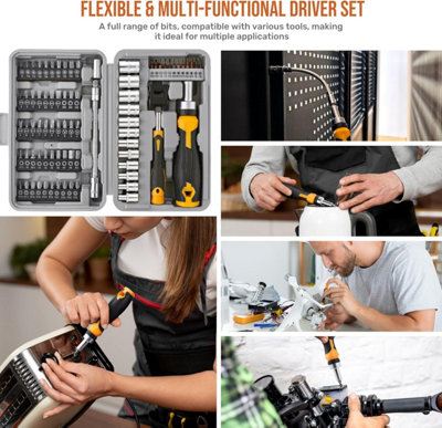 Hi-Spec 79pc Multi Screw Driver Bit Set and 1/4 inch Socket Set with Handles