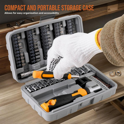 Hi-Spec 79pc Multi Screw Driver Bit Set and 1/4 inch Socket Set with Handles