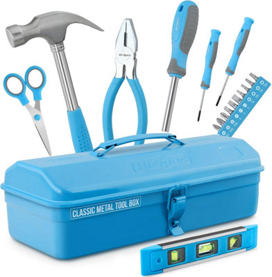 Hi-Spec Blue Beginner Tool Kit Set. Complete Real Hand Tools for DIY ...