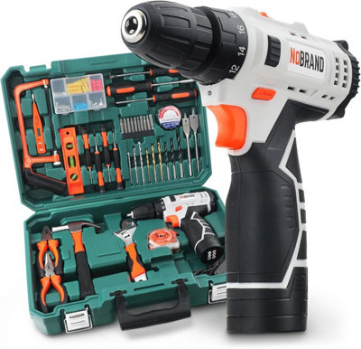 Hi-Spec Household Tool Kit Set with 12V Cordless Drill & Electric Screwdriver Versatile DIY Tool Kit