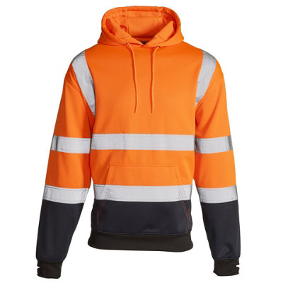 HI VIS 2 TONE HOODIE ORANGE/NAVY-2XLarge