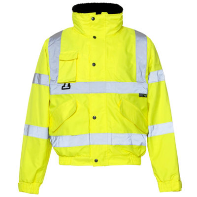 Hi-Vis Breathable Bomber Jacket 300D C3 Mesh Lined EN471 - Yellow - Large