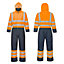 Hi-Vis Contrast Coverall - Orange and Navy Winter Lined Suit 4XL