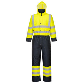 Hi-Vis Contrast Coverall - Yellow and Navy Winter Lined Suit 3XL