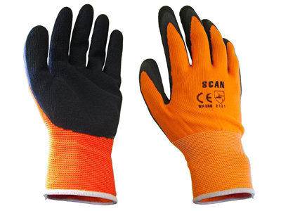 Hi-Vis Orange Foam Latex Coated Gloves - Extra Large (Size 10)