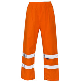 Hi-Vis Overtrousers 300D Oxford PU Orange Ankle band 2XL