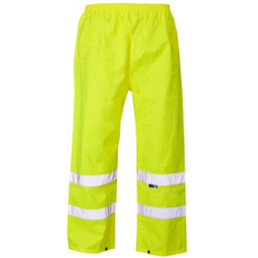 Hi-Vis Overtrousers 300D Oxford PU Yellow Ankle band 2XL