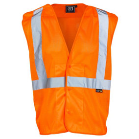 Hi Vis Polyester Mesh Vest Orange-Medium -50Pcs