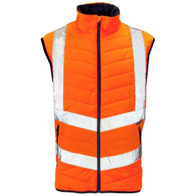 Hi-Vis Puffer Bodywarmer Orange - L