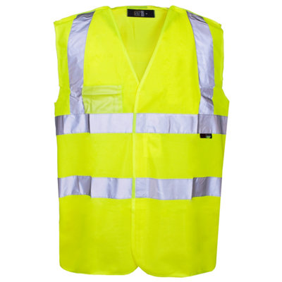 Hi-Vis Pull Apart Vest Yell with ID 2B&B Velcro Shoulder & Sides 120GSM EN471-2XL