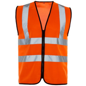 Hi-Vis Standard Zipped Orange Vest - Large
