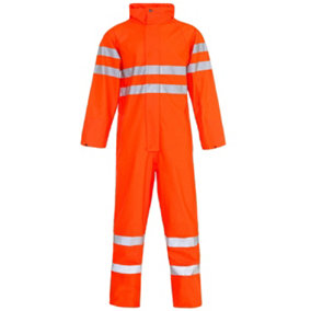Hi-Vis stormflex PU coverall Breathable with Std tape Orange- 2XL
