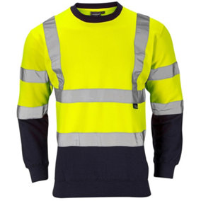 Hi Vis Two Tone Sweatshirt - Yellow/ Navy -Large
