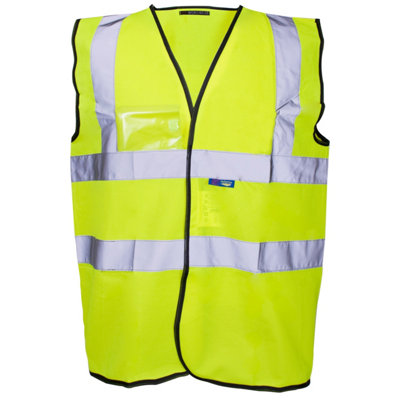 Hi-Vis VEST ID POCKET YELLOW 2B-2B BLACK EDGING - 2XL