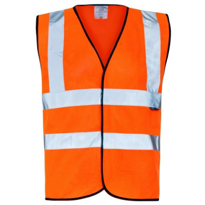 Hi Vis Vest Orange Black binding XLarge DIY at B Q