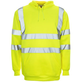 Hi-Vis Yellow Hooded pull over - Large