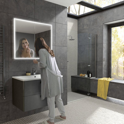 HiB - Qubic Mirror Cabinet - 700(H) x 800(W) Qubic 80 Price Comparisons | Compare The Build