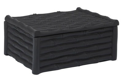 Hiba Large Black Finish Bamboo Effect Trinket Box