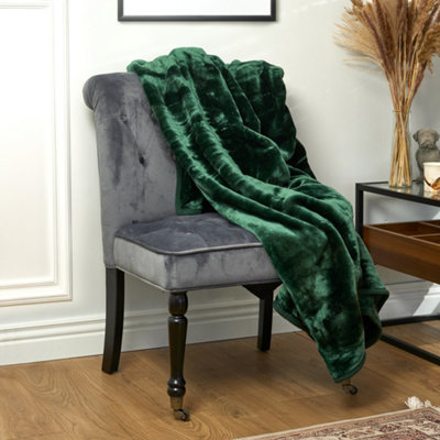 Hibernate Collection Soft Faux Mink Throw Thick Luxury Blanket - Double Emerald Green - 3