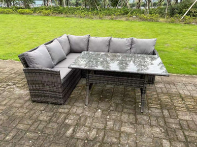 Dark grey rattan corner sofa sale