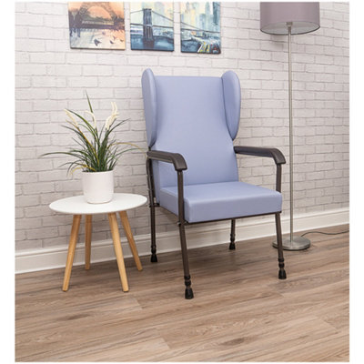 High Back Flat Pack Lounge Chair - Height Adjustable - Easy to Clean - Blue