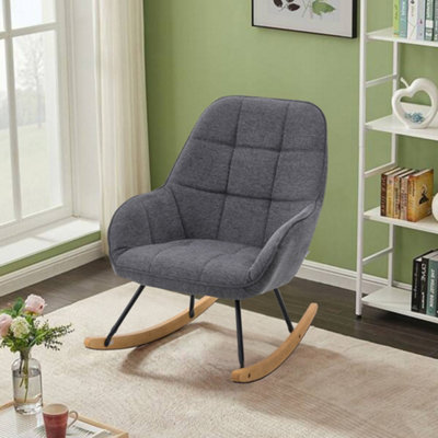 High-Back Linen Upholstered Rocking Chair